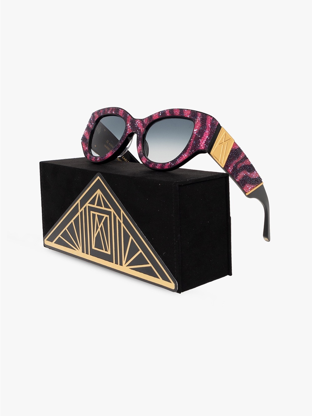 New Anna Karin Karlsson Lucky Goes To Vegas Cerise Zebra Sunglasses Authentic